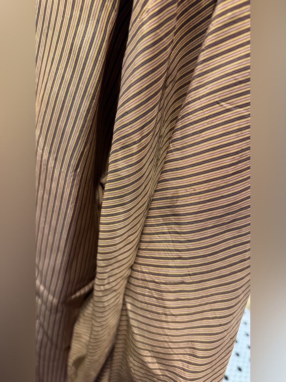 Vintage Japanese Silk Kimono Maxi Robe Tokugawa Crest Tsumugi Striped AS IS - Picture 14 of 16